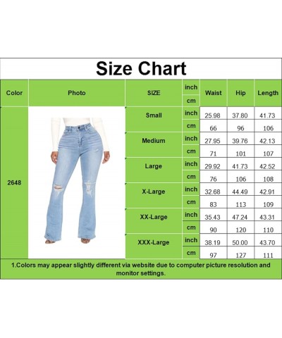 Bell Bottom Jeans for Women Ripped High Waisted Classic Flared Denim Pants Light Blue-bfdh2 $17.50 Jeans