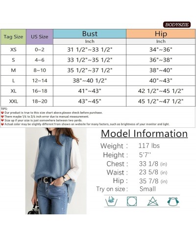 Women's Sweater Vest Round Neck Sleeveless Knitted Solid High Low Pullover Vests Sweater Light Blue $21.41 Sweaters