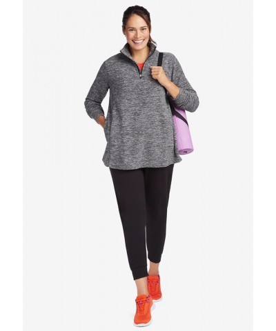 Women's Plus Size Microfleece Quarter-Zip Pullover Jacket Black White Dot $32.85 Hoodies & Sweatshirts