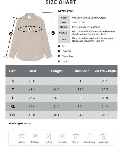 Button Down Shirts for Women Long Sleeve Collared Blouse Business Casual Tops Beige $15.89 Blouses