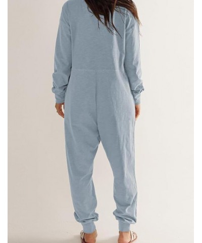 Women's Oversized Long Sleeve Jumpsuit Casual V Neck One Piece Baggy Rompers Loose Fit Overalls Onesie Pajamas Light Blue $14...