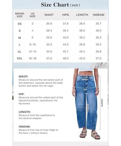 Women's Baggy Boyfriend Jeans,Y2k Cropped Pants for Women Mid Rise Wide Leg Loose Denim Harem Barrel Jeans with Pockets A2-bl...