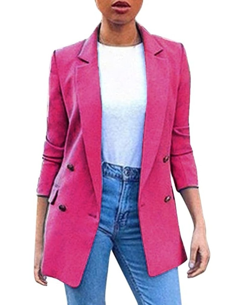 Blazer Jackets for Women Casual Long Sleeve Lapel Oversized Button Work Office Blazer Suit Jacket Plus Size 06-hot Pink $7.19...