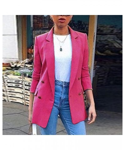 Blazer Jackets for Women Casual Long Sleeve Lapel Oversized Button Work Office Blazer Suit Jacket Plus Size 06-hot Pink $7.19...