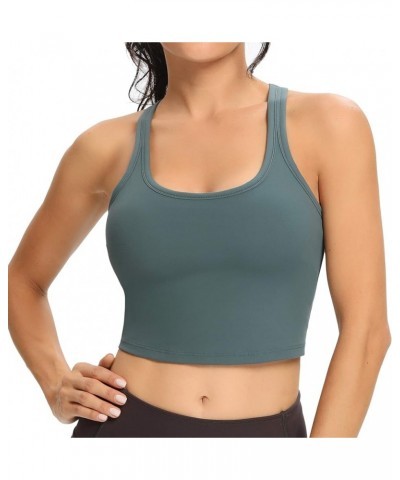 Women Racerback Sports Bra Removable Padded Workout Yoga Crop Tank Top Grey Green $13.24 Lingerie