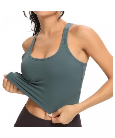 Women Racerback Sports Bra Removable Padded Workout Yoga Crop Tank Top Grey Green $13.24 Lingerie