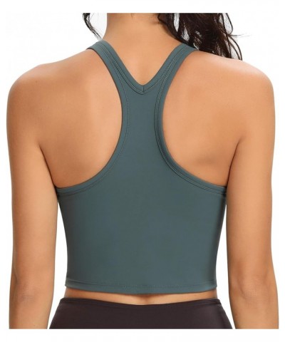 Women Racerback Sports Bra Removable Padded Workout Yoga Crop Tank Top Grey Green $13.24 Lingerie