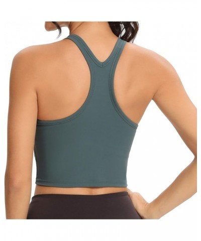 Women Racerback Sports Bra Removable Padded Workout Yoga Crop Tank Top Grey Green $13.24 Lingerie