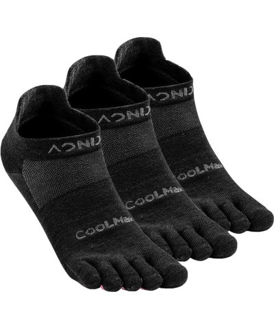 Running Ankle Toe Socks for Men and Women Lightweight Coolmax High Performance Five Finger Athletic Socks K: 3 Pairs/Black La...