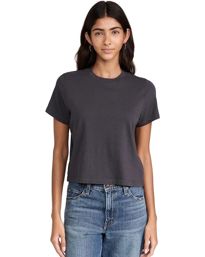 Women's Soft Fade Cotton Boxy Crop Tee Coal $14.19 T-Shirts