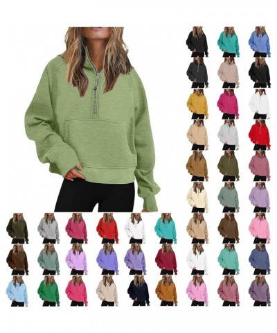 Hoodies for Women Half Zip Pullover Casual Fall Clothes for Women 2023 Crop Sweatshirt With Pocket Fashion Outfits A08-red $9...