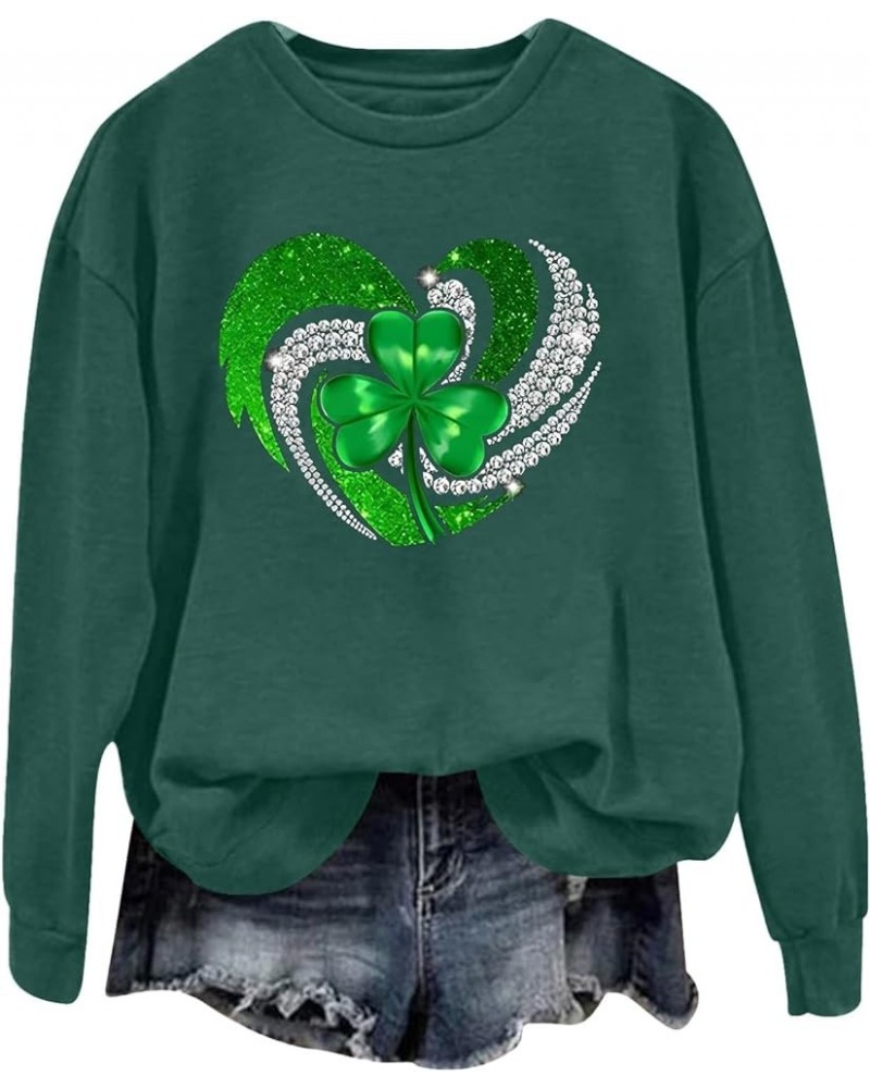 2024 St Patricks Day Shirt Women Graphic Cute Tops Long Sleeve Crewneck Shamrock Clover Heart Sweatshirt Pluse Size Casual Z1...