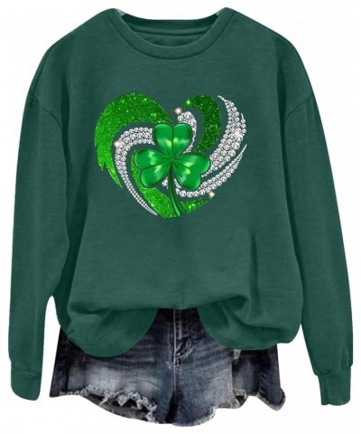 2024 St Patricks Day Shirt Women Graphic Cute Tops Long Sleeve Crewneck Shamrock Clover Heart Sweatshirt Pluse Size Casual Z1...