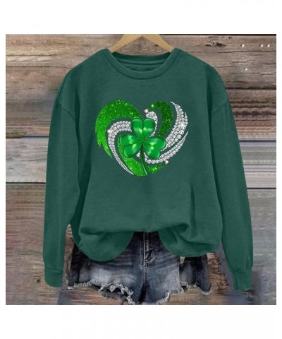 2024 St Patricks Day Shirt Women Graphic Cute Tops Long Sleeve Crewneck Shamrock Clover Heart Sweatshirt Pluse Size Casual Z1...