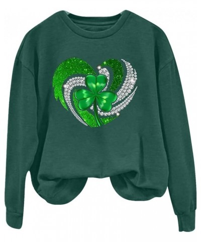 2024 St Patricks Day Shirt Women Graphic Cute Tops Long Sleeve Crewneck Shamrock Clover Heart Sweatshirt Pluse Size Casual Z1...