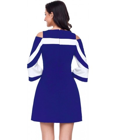 Women 3/4 Sleeves Color Block A-line Casual Fall Dresses for Women Evening Blue $17.69 Dresses