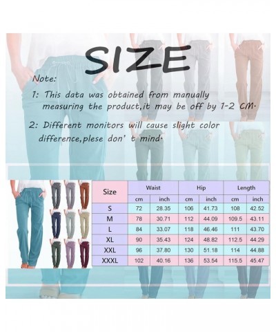 Women High Waisted Wide Leg Pants Casual Drawstring Elastic Trousers Comfy Straight Leg Long Pants Solid Color Hiking Pants W...