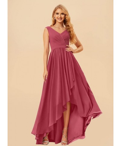 Maxi High Low Long Bridesmaid Dresses Chiffon Ruched Empire Waist Summer Spaghetti Strap Slit Flowy Evening Gowns Dusty Slate...