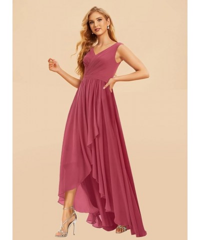 Maxi High Low Long Bridesmaid Dresses Chiffon Ruched Empire Waist Summer Spaghetti Strap Slit Flowy Evening Gowns Dusty Slate...