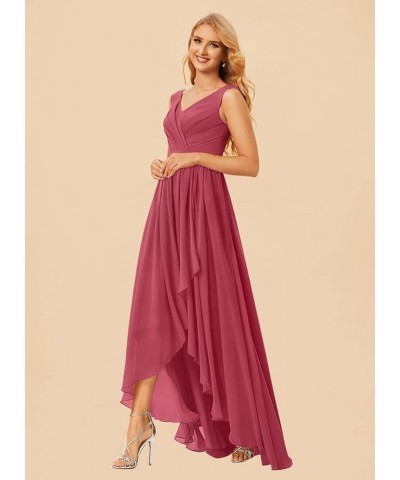 Maxi High Low Long Bridesmaid Dresses Chiffon Ruched Empire Waist Summer Spaghetti Strap Slit Flowy Evening Gowns Dusty Slate...