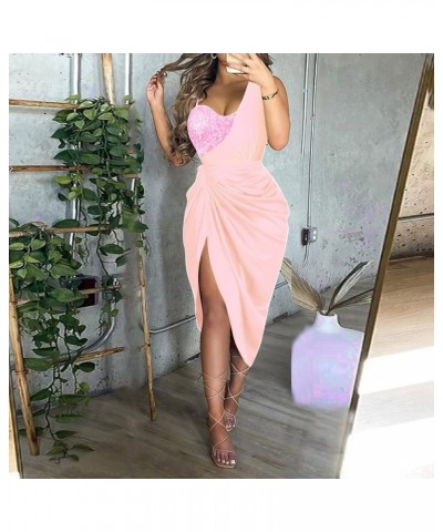 Cocktail Dress for Women,2024 Spring Summer Elegant Sexy Skinny Wedding Guest Dress,Trendy Ruched Slit Irregular Party Dress ...