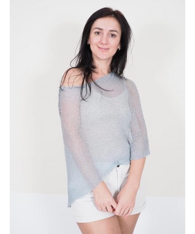 Ladies Crochet Stretch Lace Fish Net Batwing Small Poncho Grey $12.76 Jackets