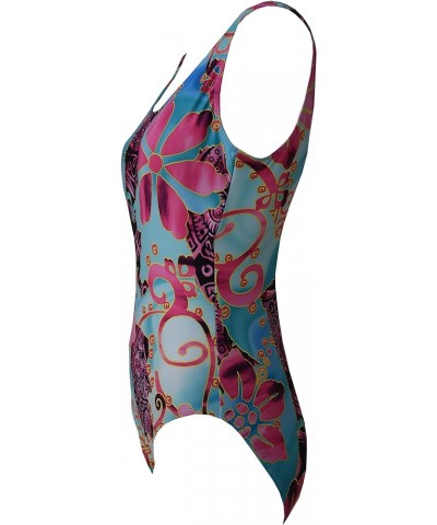 Women UPF 50+ One Piece Swimming Rash Guard Swimsuit Yoga Active Workout (OPSPY) Skyblue With Pink $11.35 Swimsuits