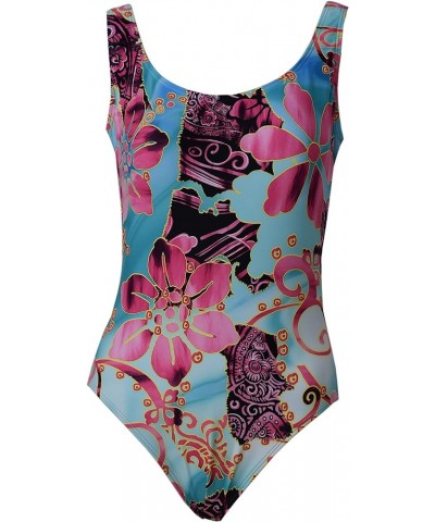 Women UPF 50+ One Piece Swimming Rash Guard Swimsuit Yoga Active Workout (OPSPY) Skyblue With Pink $11.35 Swimsuits