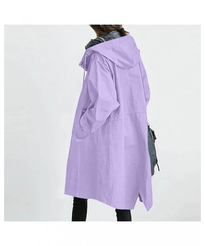 Plus Size Trench Coats for Women Winter Trendy Long Trenchcoat with Hood Casual Oversized Single Breased Pea Coats A-purple $...