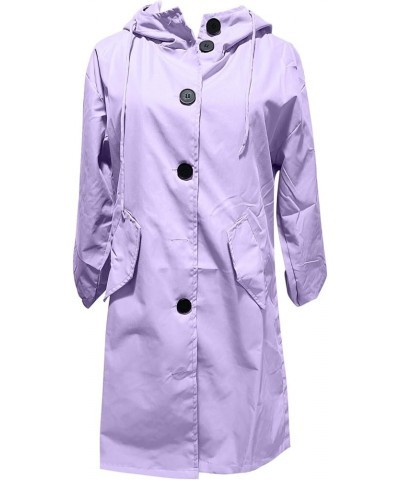 Plus Size Trench Coats for Women Winter Trendy Long Trenchcoat with Hood Casual Oversized Single Breased Pea Coats A-purple $...