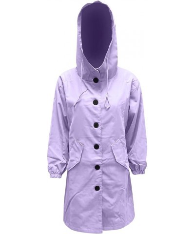 Plus Size Trench Coats for Women Winter Trendy Long Trenchcoat with Hood Casual Oversized Single Breased Pea Coats A-purple $...