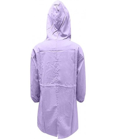 Plus Size Trench Coats for Women Winter Trendy Long Trenchcoat with Hood Casual Oversized Single Breased Pea Coats A-purple $...