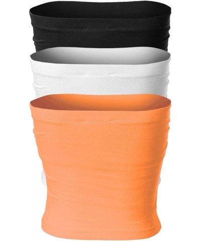 Women's Basic Casual Ruched Side Stretchy Tube Tops 3pack - Black/White/Neon Orange (Ruched Side) $14.26 Activewear