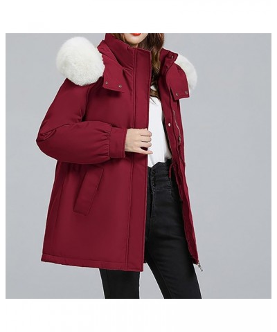 Long Winter Coats for Women Women's Warm Winter Coat Velvet Puffer Jacket Loose Casual Quilted Faux Fur Hood 06-red $28.29 Coats