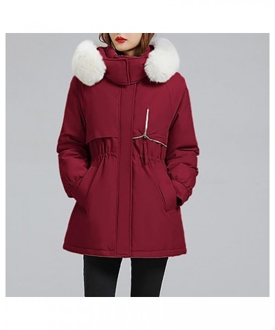 Long Winter Coats for Women Women's Warm Winter Coat Velvet Puffer Jacket Loose Casual Quilted Faux Fur Hood 06-red $28.29 Coats