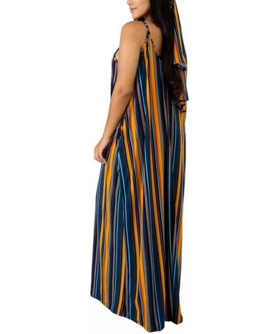 Women's Casual Summer Maxi Dresses Sleeveless Adjustable Spaghetti Strap Loose Plus Size Dresses Fa Navystripe08s $18.89 Acti...