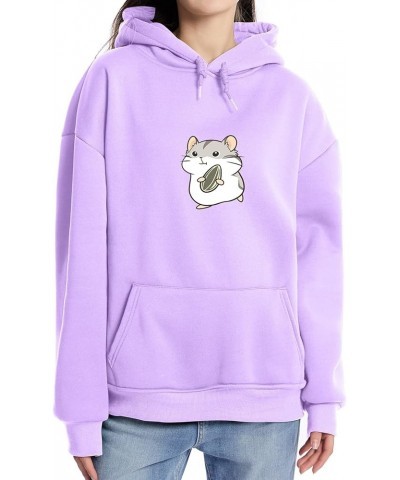 Hoodies for Women Cute Hamster Print Graphic Kawaii Clothes Pullover Teen Girls Aesthetic Cartoon Casual Sweatshirts Purple $...