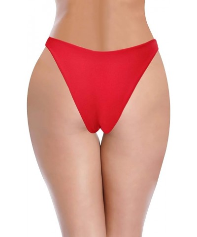 Women's U Cut Bikini Bottom High Cut Leg Brazilian Swim Bottom Low Rise Bottom Rose Red $14.97 Swimsuits