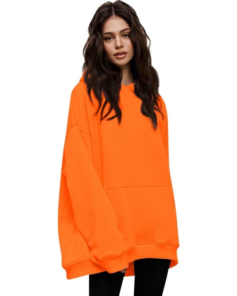 Womens Oversized Sweatshirts Pullover Long Sleeve Hooded Sweatshirt Casual Fall Winter Outfits 2023 Fall Clothes B Orange $7....