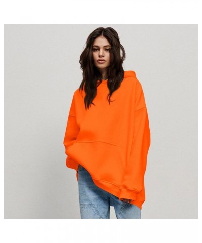 Womens Oversized Sweatshirts Pullover Long Sleeve Hooded Sweatshirt Casual Fall Winter Outfits 2023 Fall Clothes B Orange $7....