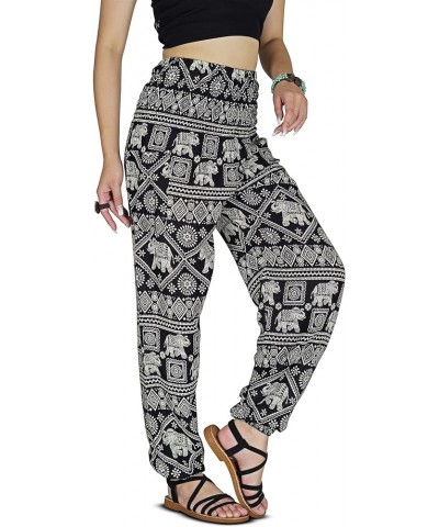 Women Harem Pant Boho Genie Aladdin Smocked Waist Yoga Trousers Black1 $9.97 Activewear