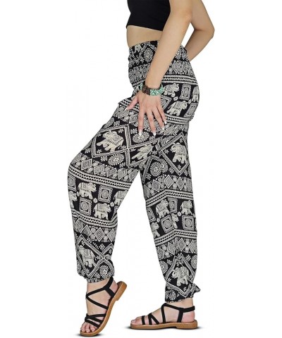 Women Harem Pant Boho Genie Aladdin Smocked Waist Yoga Trousers Black1 $9.97 Activewear