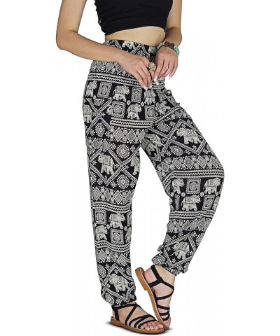 Women Harem Pant Boho Genie Aladdin Smocked Waist Yoga Trousers Black1 $9.97 Activewear