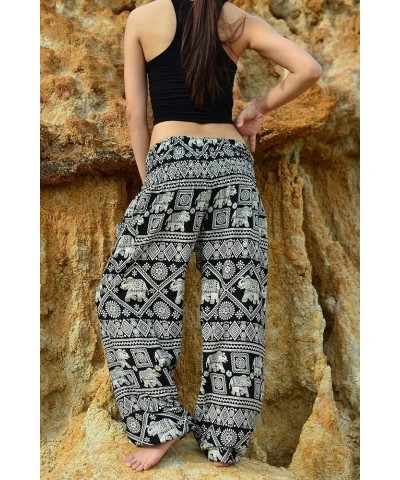 Women Harem Pant Boho Genie Aladdin Smocked Waist Yoga Trousers Black1 $9.97 Activewear