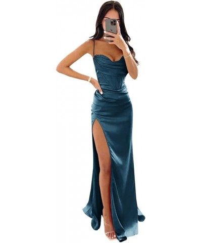 Halter Prom Dresses Sweetheart with Slit Formal Party Evening Dresses Teal $20.00 Dresses