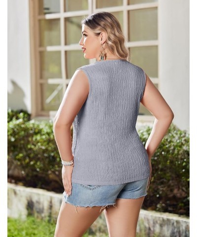Women's Plus Size Tank Tops Casual Summer Crewneck Sleeveless Tunic Shirts Blouses Grey $13.19 Tanks