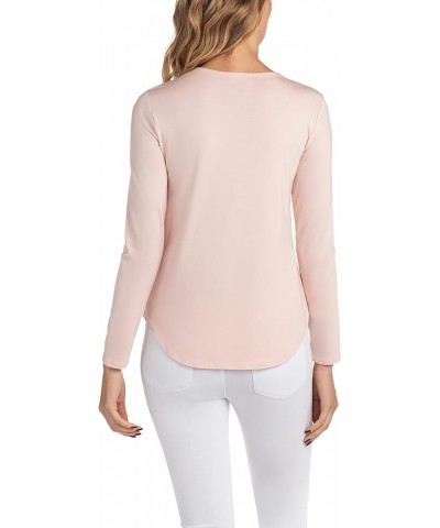 Favorite Basic - Juliana Crepe Long Sleeve Knit Top, Shirttail Hem Genuine Pink $24.94 T-Shirts