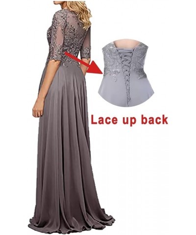 Lace Appliques Mother of The Bride Dresses with Sleeve Chiffon Formal Evening Gown for Women Fuchasia $33.00 Dresses