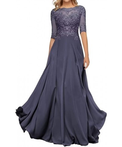 Lace Appliques Mother of The Bride Dresses with Sleeve Chiffon Formal Evening Gown for Women Fuchasia $33.00 Dresses