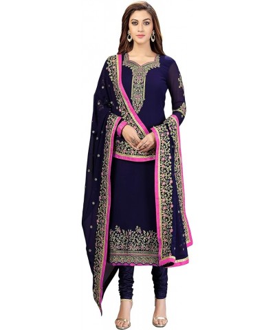 Women's Georgette Embroidery Salwar Suit Set Stitched Ready to Wear Blue $30.24 Suits